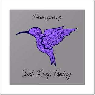 Never Give Up Hummingbird Posters and Art